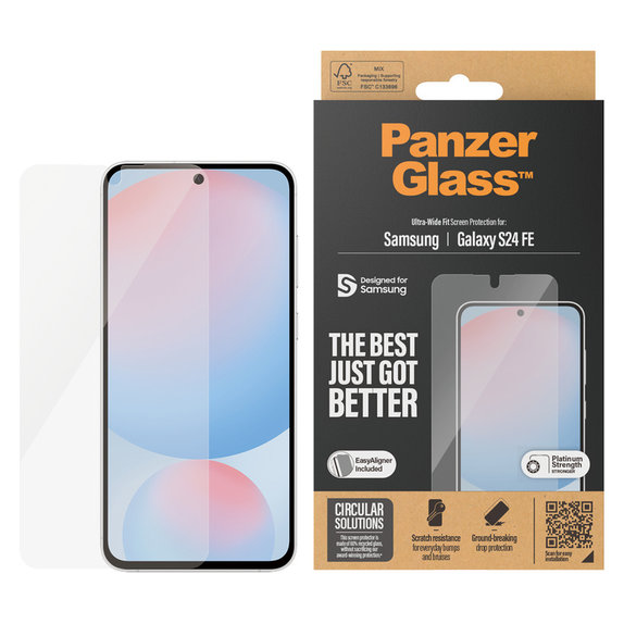 Verre trempé UWF avec applicateur pour Samsung Galaxy S24 FE, Clair, PanzerGlass