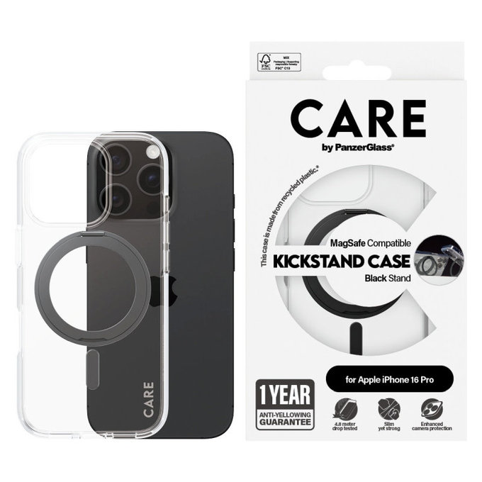 Coque Kickstand avec MagSafe pour iPhone 16 Pro, Noir, CARE