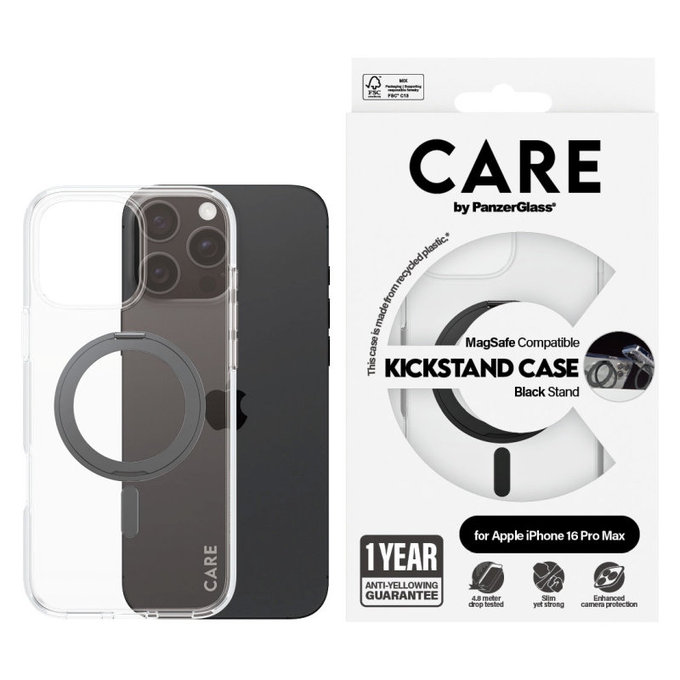 Coque Kickstand avec MagSafe pour iPhone 16 Pro Max, Noir, CARE