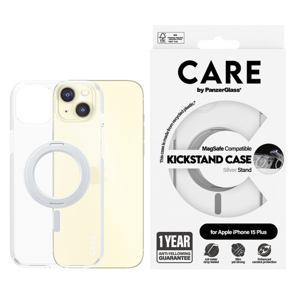 Étui Kickstand avec MagSAFE by PanzerGlass pour iPhone 15 Pro Max, Argent, PanzerGlass