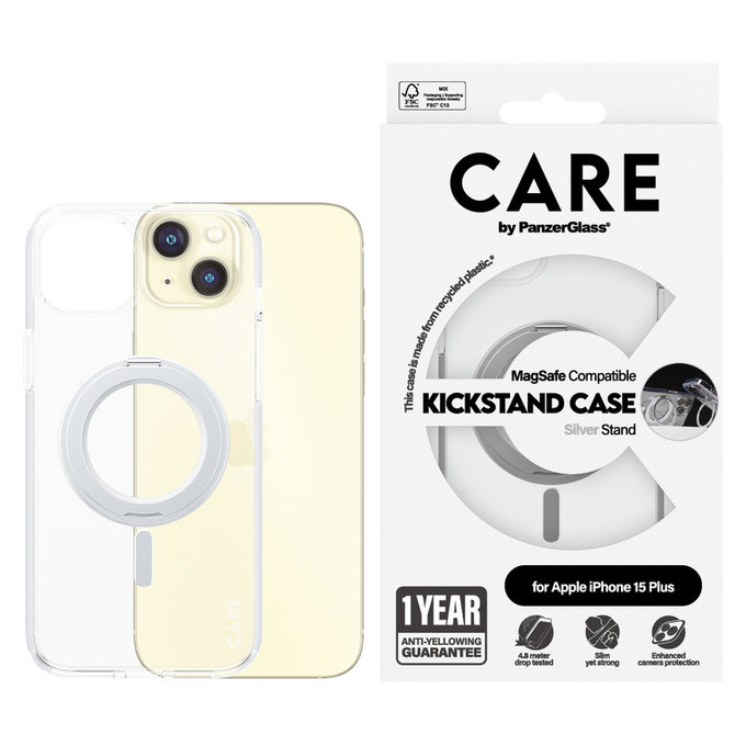 Étui Kickstand avec MagSAFE by PanzerGlass pour iPhone 15 Pro Max, Argent, PanzerGlass