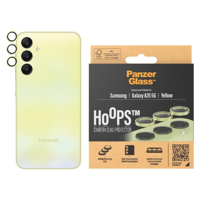 Protection d’objectif photo Hoops pour Samsung A25 5G, Jaune, PanzerGlass