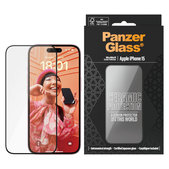 Verre trempé UWF Ceramic avec applicateur pour iPhone 15, Noir, PanzerGlass