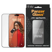 Verre trempé UWF Ceramic avec applicateur pour iPhone 15 Pro, Noir, PanzerGlass
