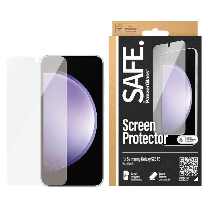 Verre trempé UWF pour Samsung Galaxy S23 FE, Noir, SAFE by PanzerGlass