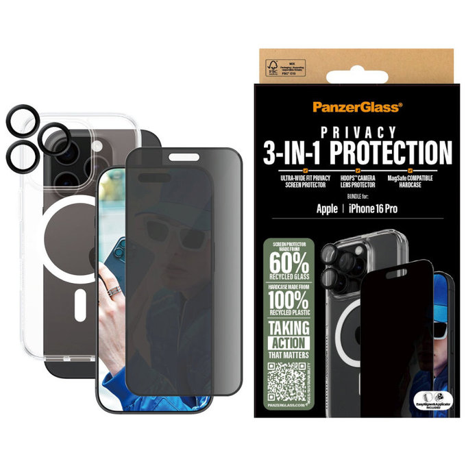Bundle Hoops + Verre trempé UWF + Hard Case pour iPhone 16 Pro, PanzerGlass