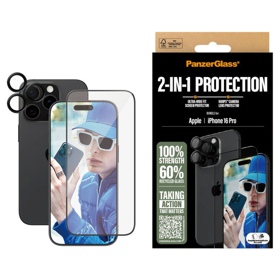 Bundle Hoops + verre trempé UWF pour iPhone 16 Pro, PanzerGlass
