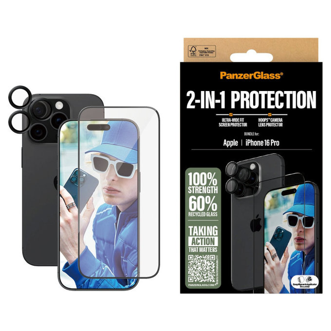 Bundle Hoops + verre trempé UWF pour iPhone 16 Pro, PanzerGlass