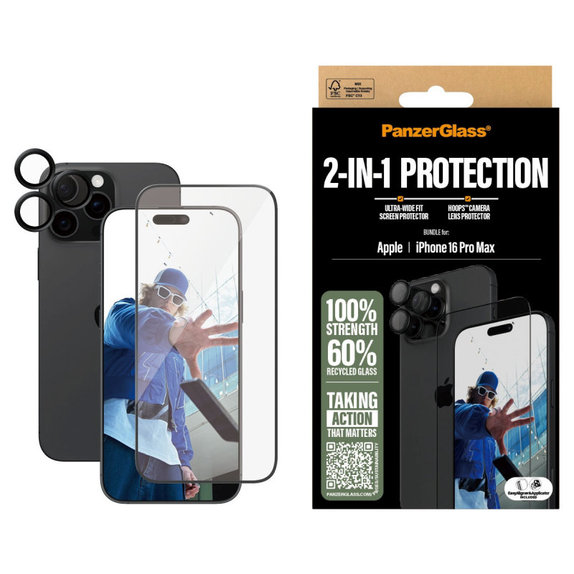Bundle Hoops + verre trempé UWF pour iPhone 16 Pro Max, PanzerGlass
