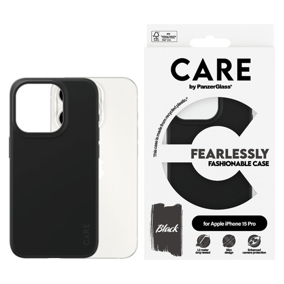 Étui Fearlessly pour iPhone 15 Pro, Noir, PanzerGlass