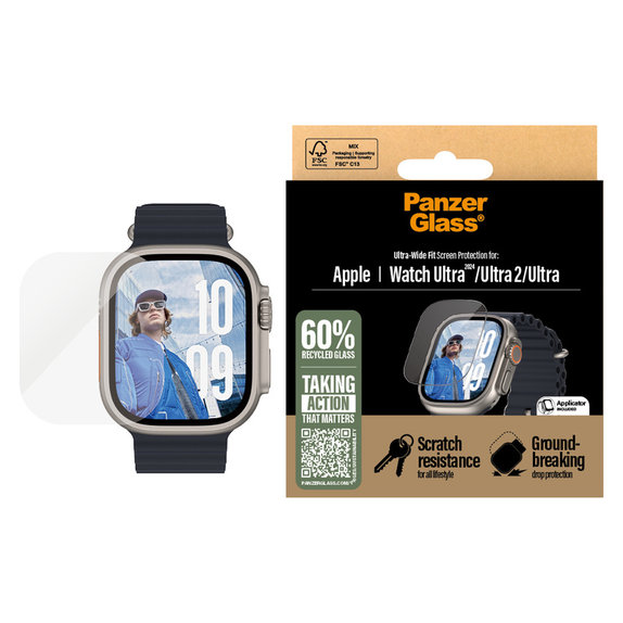 Verre trempé pour Apple Watch Ultra 2024/Ultra 2/Ultra, Clair, PanzerGlass