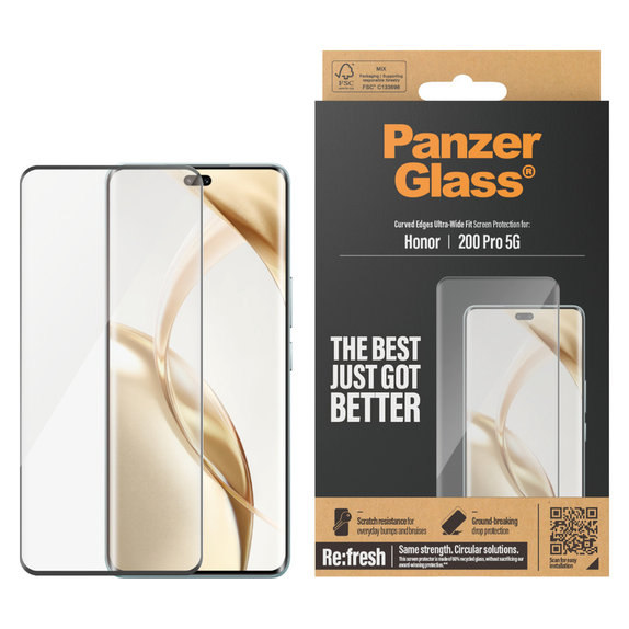 Verre trempé Re:Fresh UWF pour Honor 200 Pro, Noir, PanzerGlass