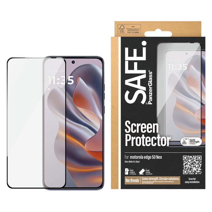 Verre trempé UWF pour Motorola Edge 50 Neo, Noir, SAFE by PanzerGlass