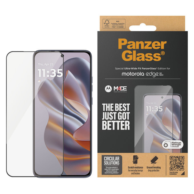 Verre trempé UWF pour Motorola Edge 50 Neo, Noir, PanzerGlass