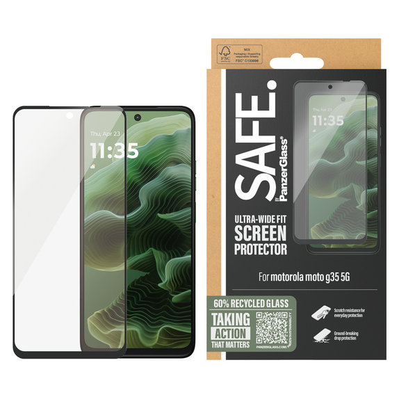Verre trempé pour Motorola Moto G35, Noir, SAFE by PanzerGlass