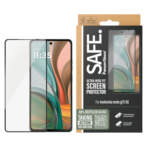 Verre trempé UWF pour Motorola Moto G75 5G, Noir, SAFE by PanzerGlass