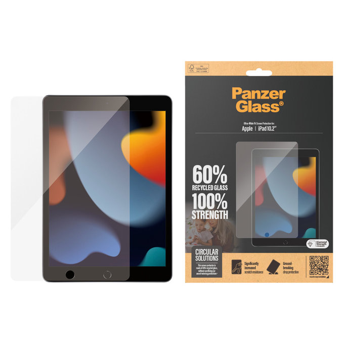 Verre trempé UWF pour iPad 10,2'' (2019-2021), Clair, PanzerGlass