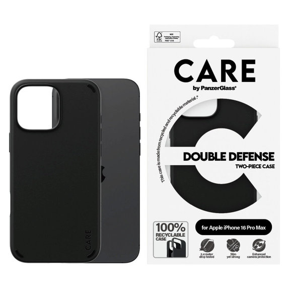 Coque Double Defense pour iPhone 16 Pro Max, Noir, CARE