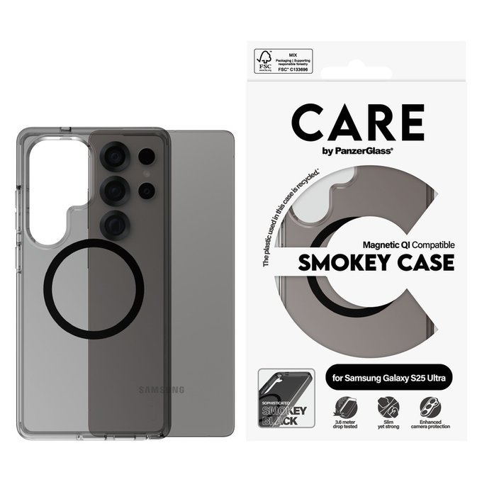 Étui Smokey avec QI noir pour Samsung Galaxy S25 Ultra, Noir, PanzerGlass