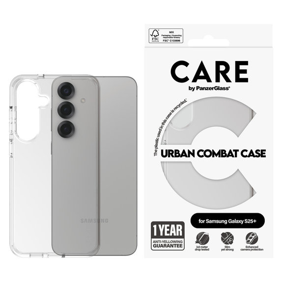 Étui Urban Combat pour Samsung Galaxy S25+, Transparent, PanzerGlass