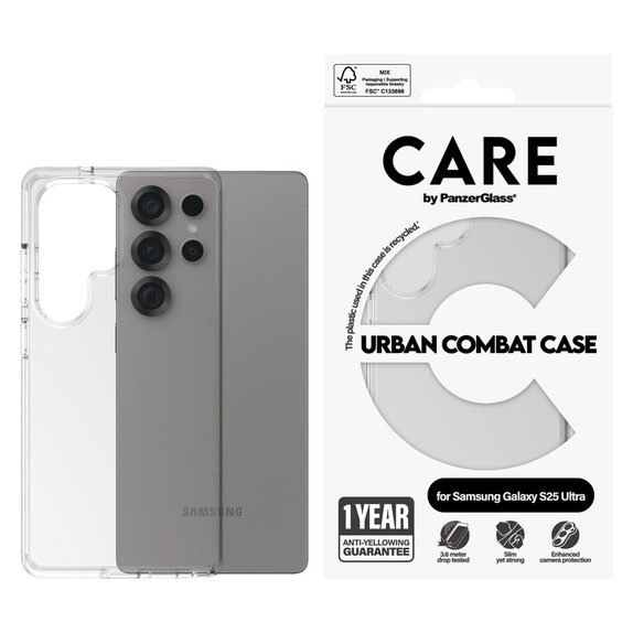Étui Urban Combat pour Samsung Galaxy S25 Ultra, Transparent, PanzerGlass