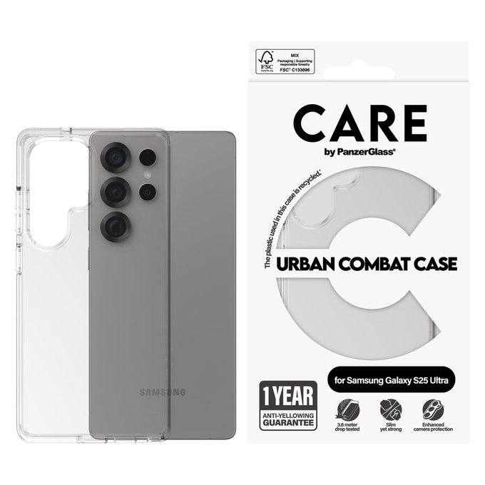 Étui Urban Combat pour Samsung Galaxy S25 Ultra, Transparent, PanzerGlass