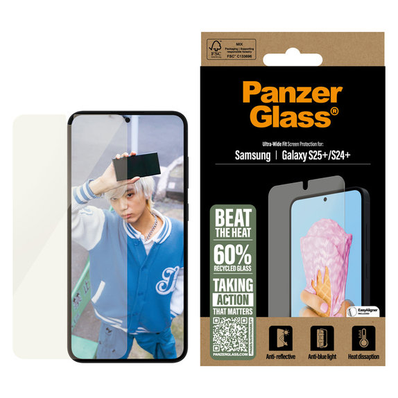 Verre trempé UWF All-in-One avec applicateur pour Samsung Galaxy S25+, Clair, PanzerGlass