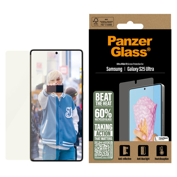 Verre trempé UWF All-in-One avec applicateur pour Samsung Galaxy S25 Ultra, Clair, PanzerGlass