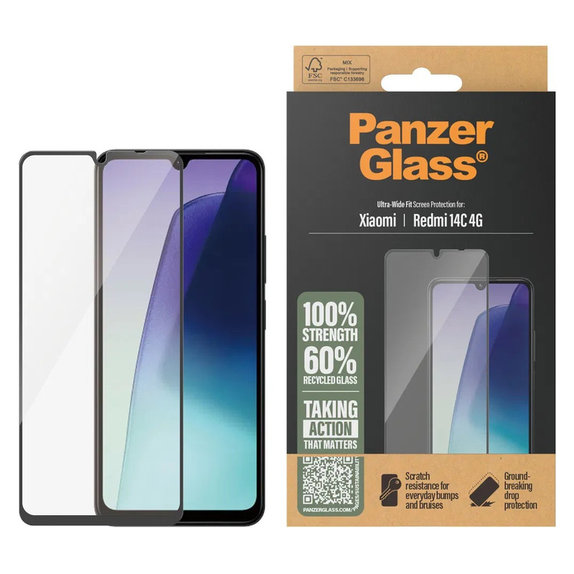 Verre trempé UWF pour Xiaomi Redmi 14C 4G, Clair, PanzerGlass