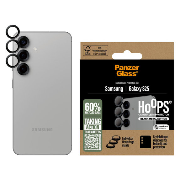 Protection d’objectif photo Hoops pour Samsung S25, Noir, PanzerGlass
