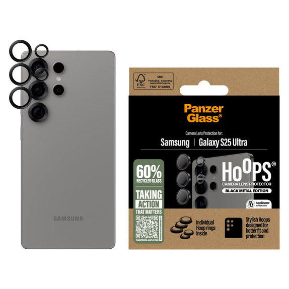 Protection d’objectif photo Hoops pour Samsung S25 Ultra, Noir, PanzerGlass