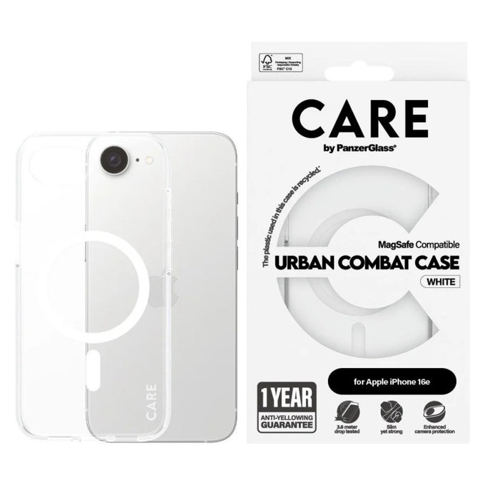 Coque Urban Combat avec MagSafe pour iPhone 17e/16e, Blanc, CARE