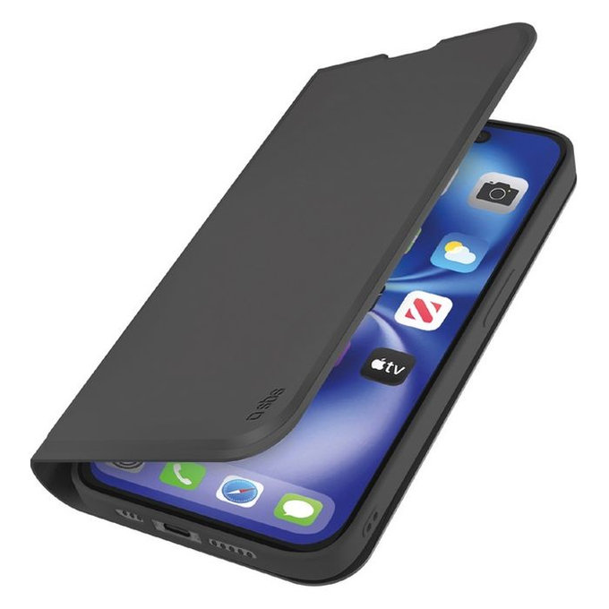 SBS - Étui Book Wallet Smooth pour iPhone 16e, noir