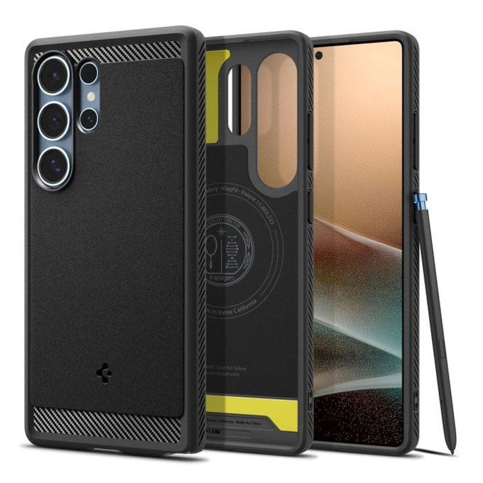 Spigen - Étui Rugged Armor avec MagSafe pour Samsung Galaxy S25 Ultra, Matte Black