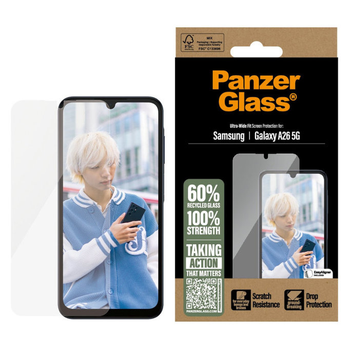 Verre trempé UWF pour Samsung A26 5G, Transparente, PanzerGlass