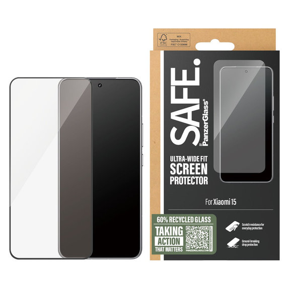 Verre trempé UWF pour Xiaomi 15, Noir, SAFE by PanzerGlass