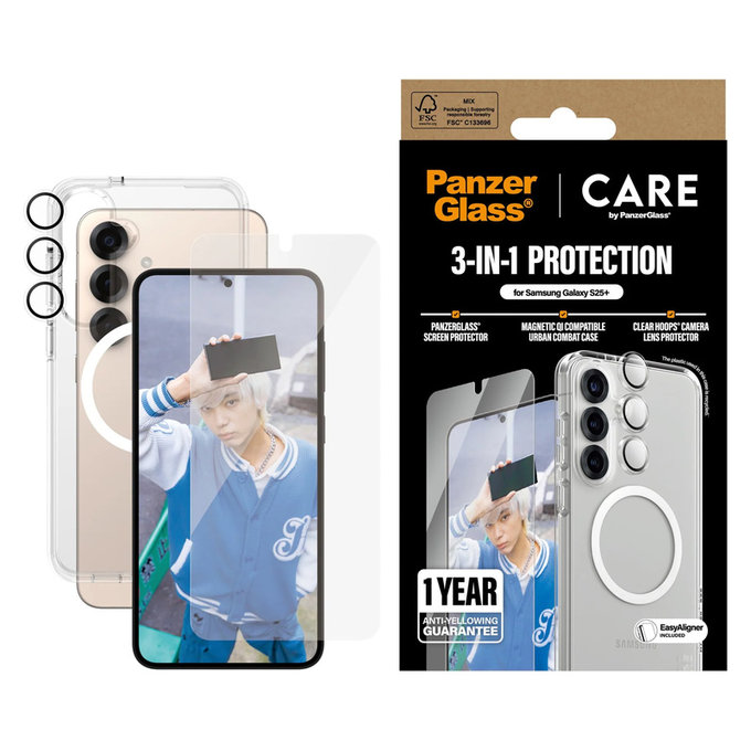 Bundle 3-en-1 pour Samsung Galaxy S25+, PanzerGlass