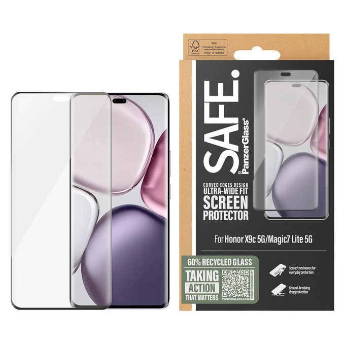 Verre trempé UWF pour Honor X9c 5G/Magic7 Lite 5G, Noir, SAFE by PanzerGlass
