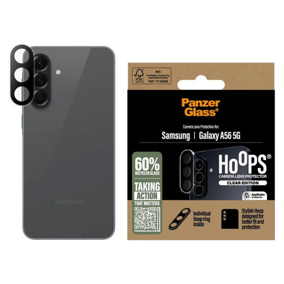 Protection d’objectif photo Hoops pour Samsung A56 5G, Transparent, PanzerGlass