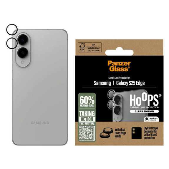 Protection d’objectif photo Hoops pour Samsung S25 Edge, Transparent, PanzerGlass