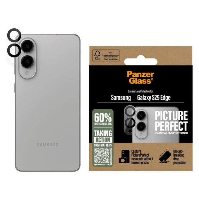 Protection d’objectif photo PicturePerfect pour Samsung S25 Edge, Noir, PanzerGlass