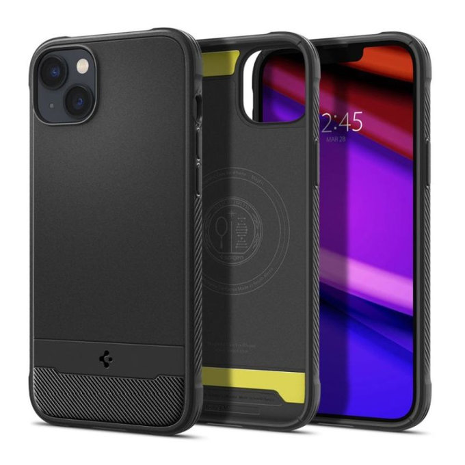 Spigen - Coque Rugged Armor avec MagSafe pour iPhone 14, Matte Black