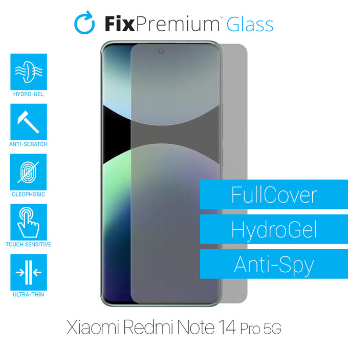 FixPremium HydroGel Anti-Spy - Protecteur d'écran pour Xiaomi Redmi Note 14 Pro 5G 24090RA29G