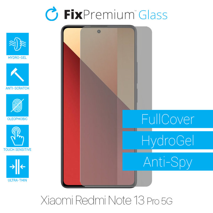 FixPremium HydroGel Anti-Spy - Protecteur d'écran pour Xiaomi Redmi Note 13 Pro 5G 2312DRA50C