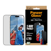 Verre trempé UWF 2-Way Privacy avec Fastfit pour iPhone 17/16 Pro, Noir, PanzerGlass