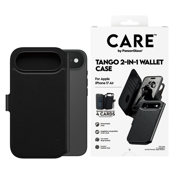 Étui Wallet Tango Two-In-One avec MagSAFE by PanzerGlass pour iPhone Air, Noir, PanzerGlass