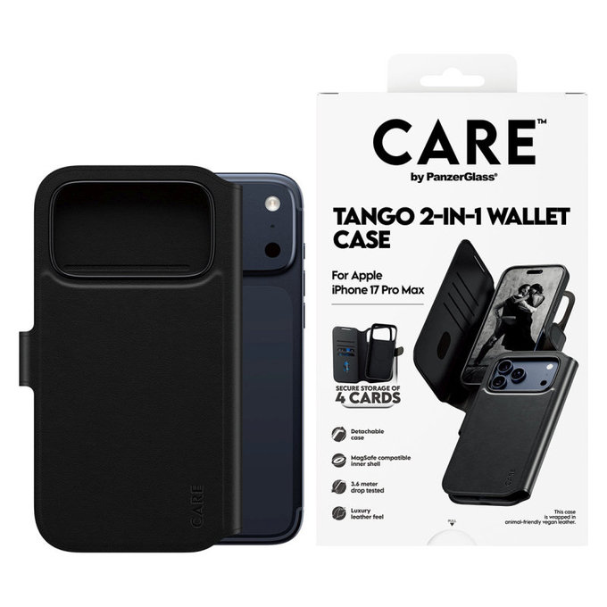 Étui Wallet Tango Two-In-One avec MagSafe pour iPhone 17 Pro Max, noir, PanzerGlass