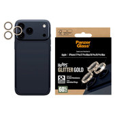 Protection d’objectif photo Hoops pour iPhone 17 Pro Max/17 Pro/16 Pro Max/16 Pro, Glitter Gold, PanzerGlass