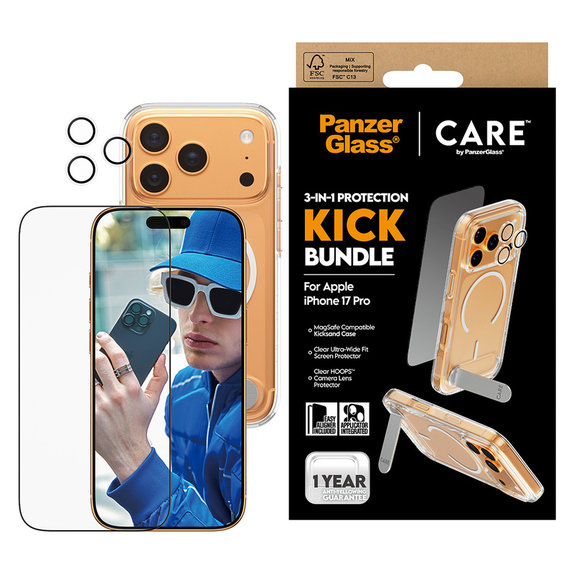 Bundle 3-en-1 Kick pour iPhone 17 Pro, PanzerGlass
