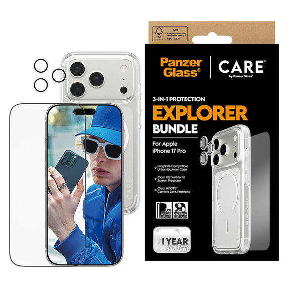 Bundle 3-en-1 Explorer pour iPhone 17 Pro, PanzerGlass